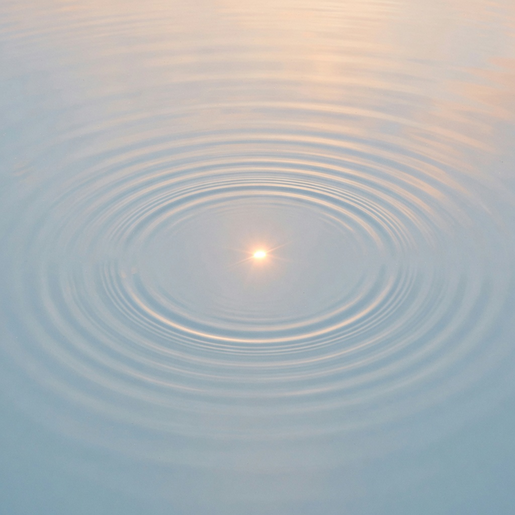 Even concentric ripples on still water, spreading from a single point of light.